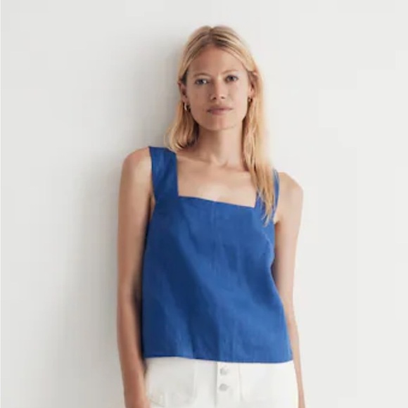 Madewell 100% Linen Cross-Back Sleeveless Top - Picture 1 of 5